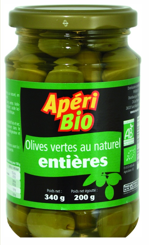 Olives vertes natures entières - 340g