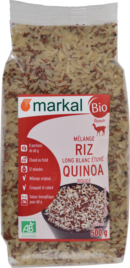 Mélange riz long blanc étuvé - quinoa rouge bio